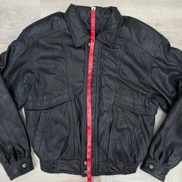 Black Genuine Leather Jacket - Picture 4 of 9